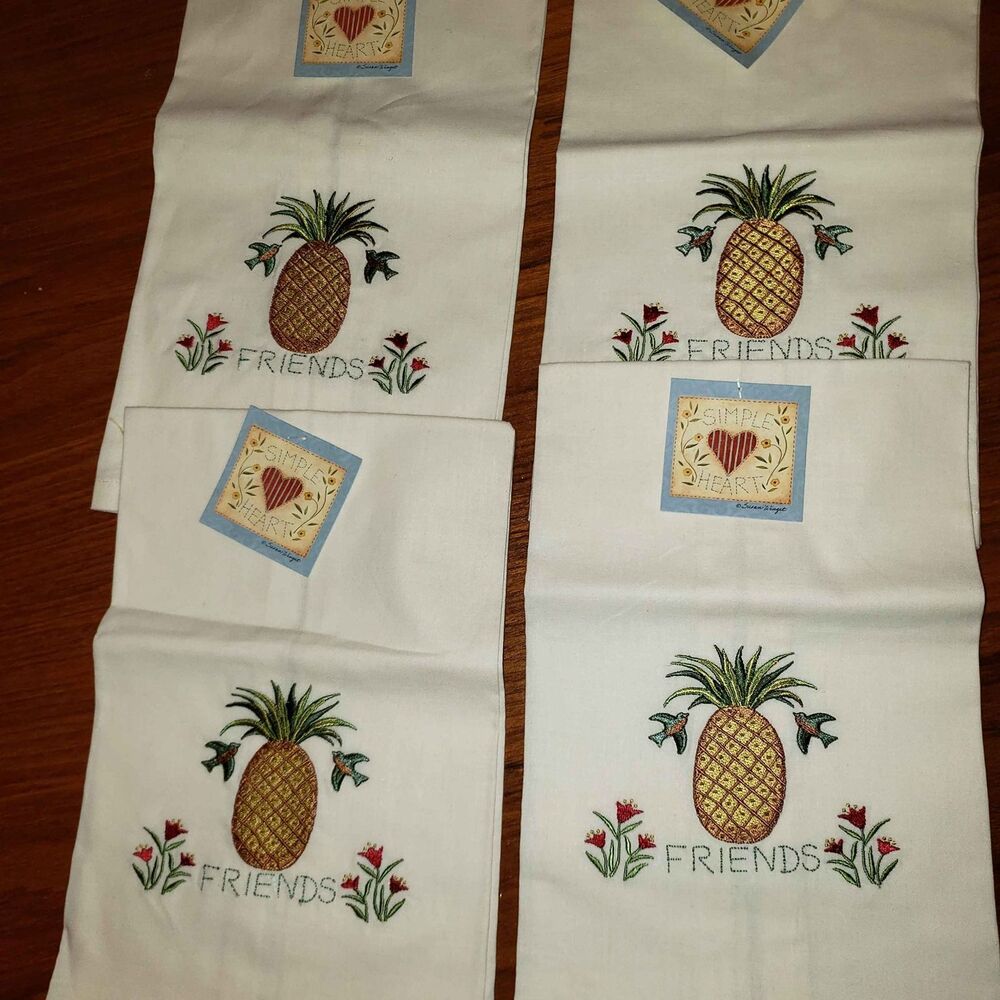 Set of Four Simple Heart Cracker Barrel Napkins Friends